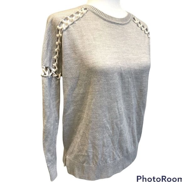 525 America Grey Merino Wool Lace Up Detail Sz XS - Picture 2 of 6